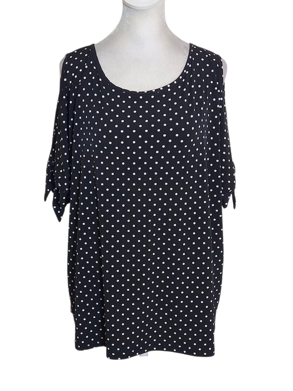 DKNY Black and White Polka Dot Blouse Size XL